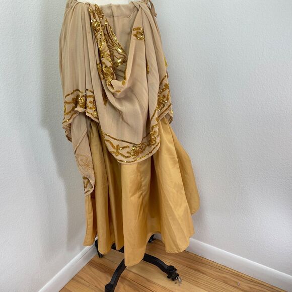 Soft Surroundings Mocha Gold Sequin Full Maxi Skirt Large Festival Gypsy Fairy - Picture 6 of 13
